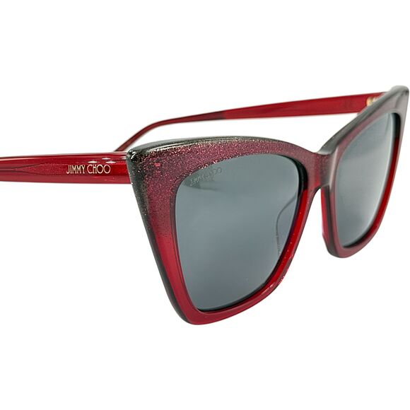 Jimmy Choo Lucine S Womens Plastic Sunglass 0DXLT4 Red Glitter 55-16 Italy - Picture 5 of 5